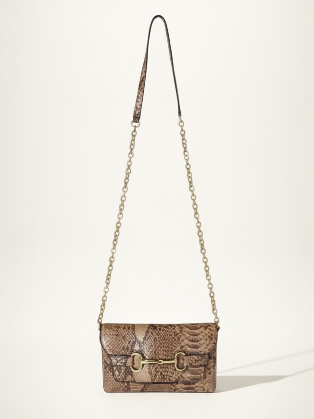 BANANA REPUBLIC Crossbody Shoulder Bag Snakeskin Pattern Gold Tone Hardware
